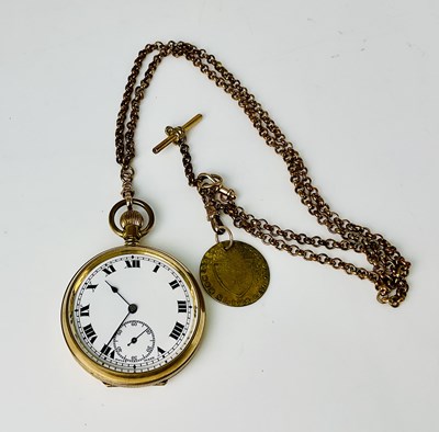 Lot 694 - An early 20th century gold plated crown wind...