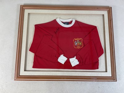 Lot 215 - GEORGE BEST; a signed football shirt, a...