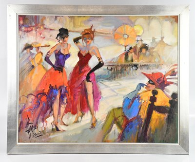 Lot 570 - JÓZEF ŁĄCKI; oil on canvas, 'Flirts in Venice...