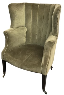 Lot 9 - An early 19th century barrel back green fabric...