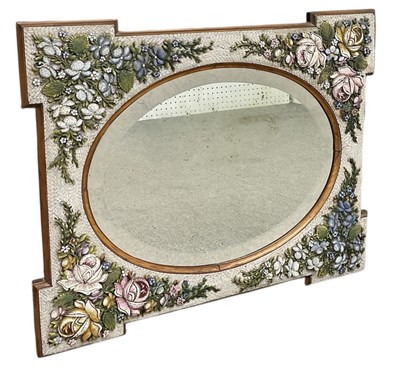 Lot 2 - A micromosaic floral decorated bevelled glass...