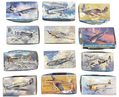 Lot 498 - HASEGAWA HOBBY KITS; twelve 1:48 scale model...