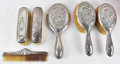 Lot 1186 - An early 20th century six piece hallmarked...