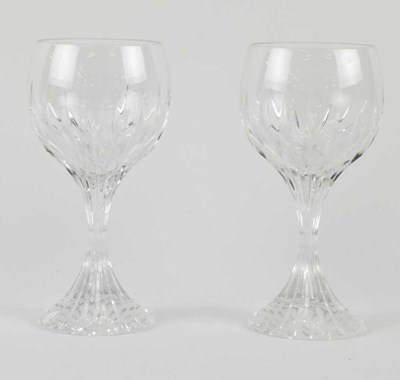 Lot 569 - BACCARAT; a pair of cut crystal glass 'Massena'...