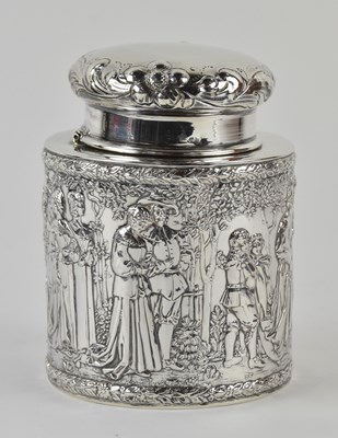 Lot 1161 - A Continental silver circular tea caddy, with...