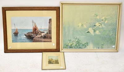 Lot 465 - AFTER VERNON WARD; print, swans in flight, 49...