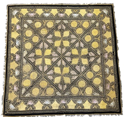 Lot 1047 - An early 20th century Indian embroidered woven...