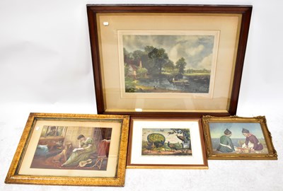Lot 469 - Four prints, comprising a 19th century colour...