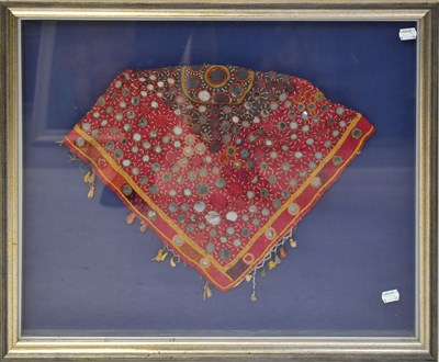 Lot 339 - An antique Eastern embroidered headscarf with...