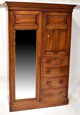 Lot 29 - An Edwardian mahogany wardrobe of two sections,...