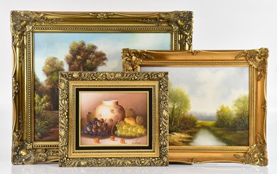 Lot 489 - VAN DER WYK; oil on canvas, rural cottage...