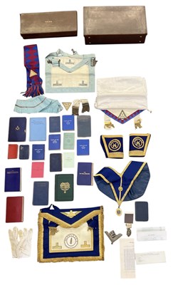 Lot 346 - A quantity of Masonic regalia, contained in...