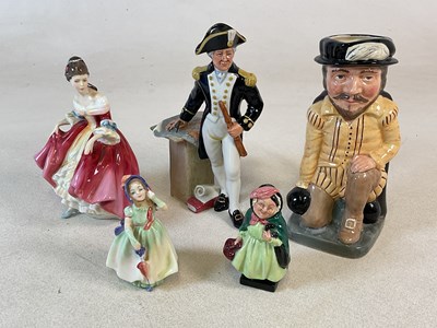Lot 406 - ROYAL DOULTON; five figures, comprising Sir...
