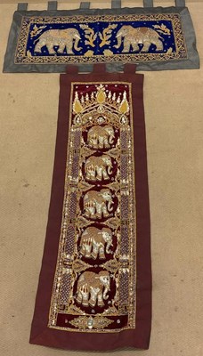 Lot 484 - Two Indian wall hangings, decorated with...