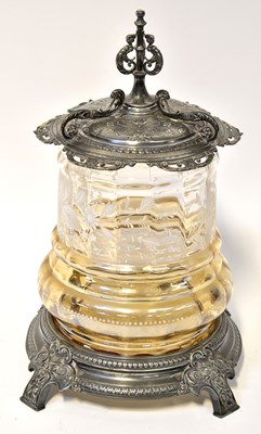 Lot 1054a - A Victorian amber and clear glass pickle...