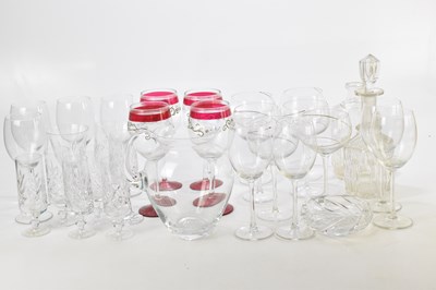 Lot 1987 - A collection of glassware including drinking...