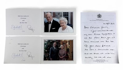 Lot 292 - Two royal Christmas cards, 2010 and 2011, both...