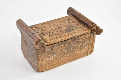 Lot 1045 - A 19th century Norwegian carved treen box,...