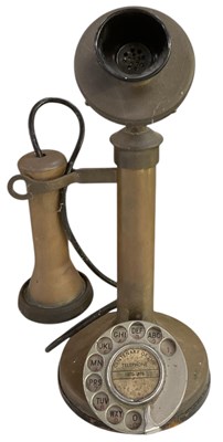 Lot 328 - An early 20th century brass stick telephone,...
