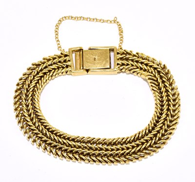 Lot 1242 - An 18ct yellow gold two row fox tail link...