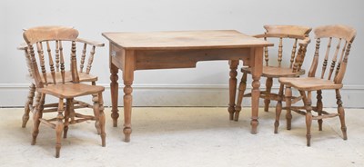 Lot 65 - A stripped pine single drawer kitchen table,...