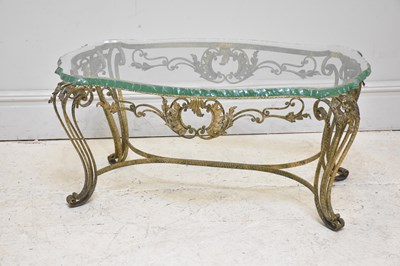 Lot 161 - A modern cast metal glass topped coffee table,...
