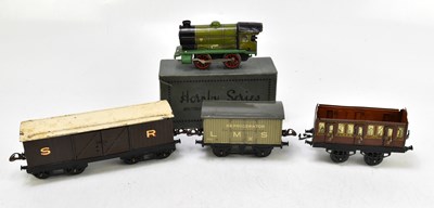 Lot 282 - HORNBY; a clockwork tin plate O gauge locomotive