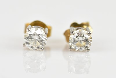 Lot 1362 - A pair of 18ct yellow and white gold diamond...