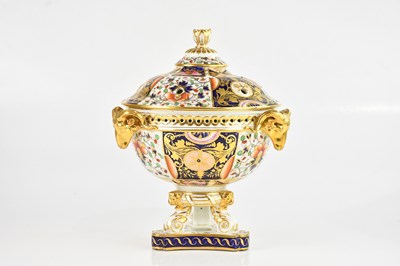 Lot 1935 - DERBY; a 19th century Imari decorated pot...