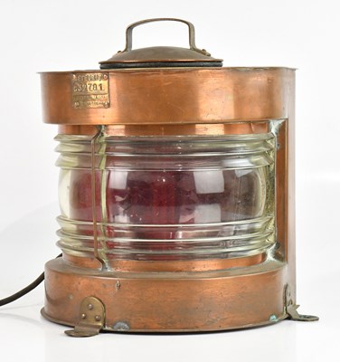 Lot 1018 - A copper ship's masthead lamp, bears plaque...