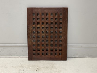 Lot 1019 - An original stained teak ship's wheel platform,...