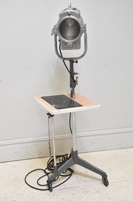Lot 2030 - A vintage grey painted metal stage light on...