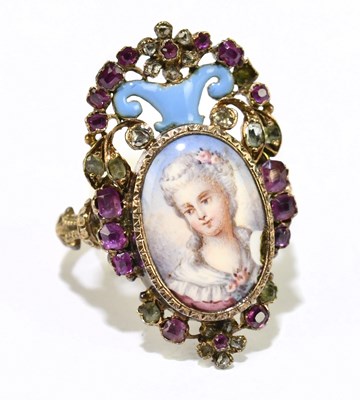 Lot 1175 - A 19th century yellow metal, enamel and gem...
