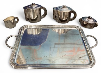 Lot 1109 - ERCUIS; a silver plated four piece tea and...