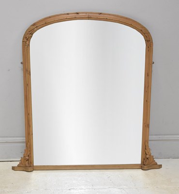 Lot 39 - An old pine overmantel mirror, height 127cm,...