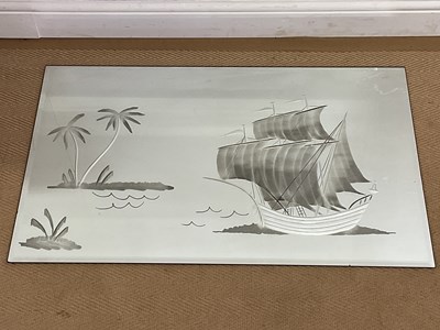 Lot 794 - A vintage rectangular clear glass wall mirror,...