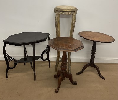 Lot 844 - A gilt pedestal with circular marble top,...