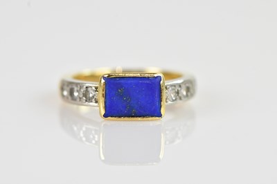 Lot 2503 - A yellow metal diamond and lapis lazuli dress...