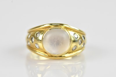 Lot 2292 - An 18ct yellow gold moonstone and diamond...
