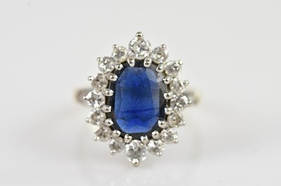 Lot 2281 - A yellow and white metal diamond and sapphire...