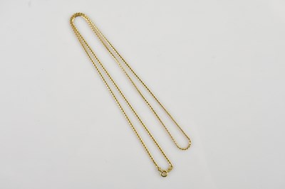Lot 2146 - A yellow metal fine flat link necklace,...