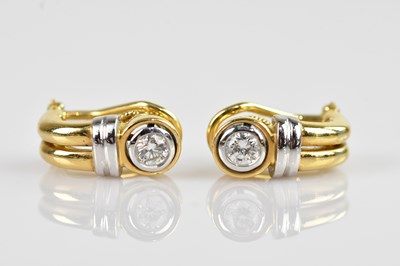 Lot 1368 - A pair of yellow and white metal diamond set...