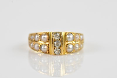 Lot 2443 - A Victorian 18ct yellow gold diamond and pearl...