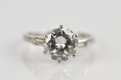 Lot 2241 - A white metal diamond solitaire dress ring,...