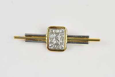 Lot 1274 - A yellow and white metal Art Deco diamond set...