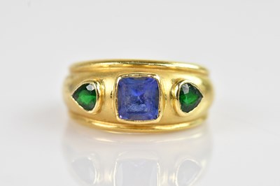 Lot 2257 - An 18ct yellow gold tanzanite and tzavorite...