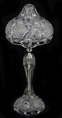 Lot 260 - A cut glass table lamp, with glass shade,...