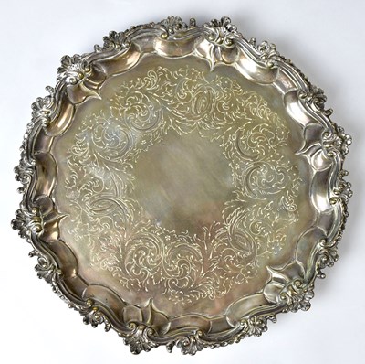 Lot 1073 - A Victorian hallmarked silver piecrust edge...