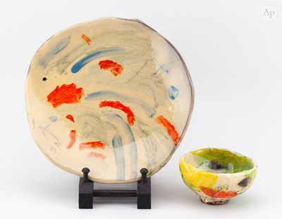 Lot 346 - HELOISE BARIOL; an earthenware plate covered...