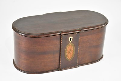 Lot 1034 - A Georgian inlaid mahogany tea caddy of shaped...